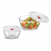 SignoraWare Borosilicate Glass Mixing Bowl Set With Lid | Microwave Safe | Baking & Serving | Ideal for Marinating Dishes & Whisking Cream | Gifting Set ( 500ml + 1 Ltr | Set of 2)