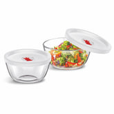SignoraWare Borosilicate Glass Mixing Bowl Set With Lid | Microwave Safe | Baking & Serving | Ideal for Marinating Dishes & Whisking Cream | Gifting Set ( 1 Ltr x 2 | Set of 2)