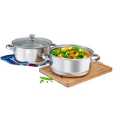 SignoraWare All rounder Two Tier Stainless Steel Steamer 20cm | Energy & Time Efficient | Healthy Cooking | Ideal for Making Idlis, Momos, Modak & Dhokla | Healthy way to prepare delicate proteins.