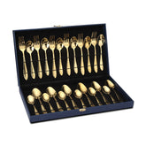 SignoraWare COSTARICA Stainless Steel Cutlery Set | High-Grade Stainless Steel Spoons & Forks | Sleek Design & Durable | Gifting Set for Dining | Ideal for Serving ( Set of 24. Pcs | Gold )