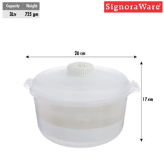Signoraware BPA Free Plastic Microwave Cooker | Microwave Safe | Ideal for Making Idli, Dhokla & Steaming Veggies or More | Perfect for Indian Dishes | Best for Quick & Healthy Food ( 3Ltr)