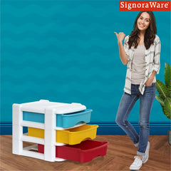 SignoraWare Modular BPA Free Plastic Big Organiser 3 Tier | Modular & Stackable Design | Smooth Pull Drawers | Compact & Space-Saving | Home, Office, Craft & Garage Use  ( 6.5Ltr x 3 | Multicolour )