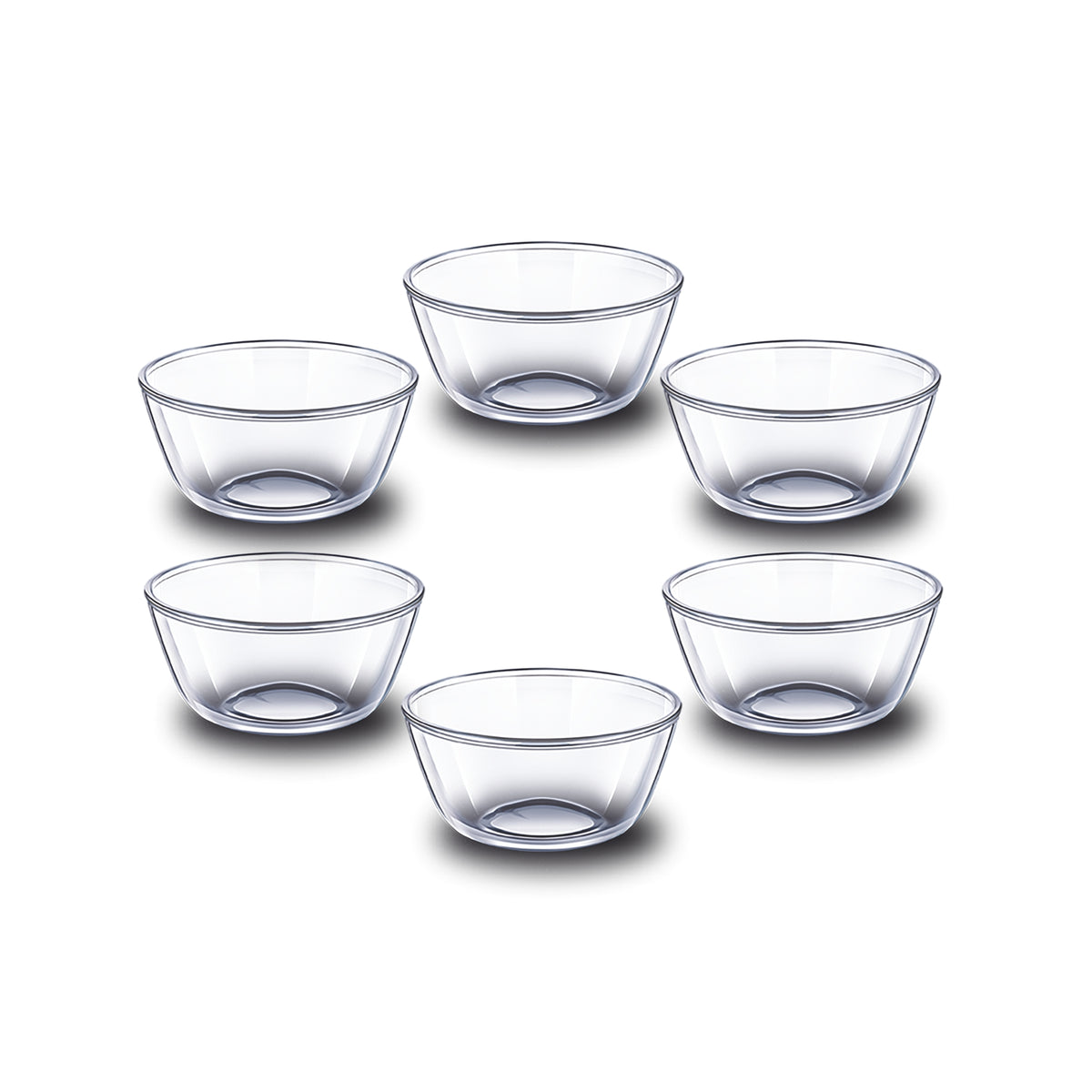 SignoraWare Delicious Borosilicate Glass Mixing Bowl Set | Microwave Safe | Crack Resistant | Great for parties & Gatherings | Ideal for Serving Sweets | Gifting Set  ( 220ml | Set of 6)