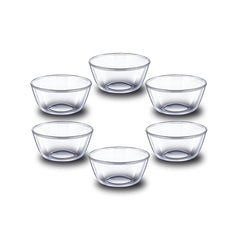 SignoraWare Delicious Borosilicate Glass Mixing Bowl Set | Microwave Safe | Crack Resistant | Great for parties & Gatherings | Ideal for Serving Sweets | Gifting Set  ( 220ml | Set of 6)