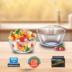 SignoraWare Delicious Borosilicate Glass Mixing Bowl Set | Microwave Safe | Crack Resistant | Great for parties & Gatherings | Ideal for Serving Sweets | Gifting Set  ( 220ml | Set of 6)