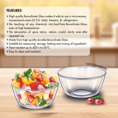 SignoraWare Delicious Borosilicate Glass Mixing Bowl Set | Microwave Safe | Crack Resistant | Great for parties & Gatherings | Ideal for Serving Sweets | Gifting Set  ( 220ml | Set of 6)