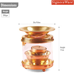 SignoraWare Diffuser Diya Medium with Glass Cover | Aroma Diffusing | Best for Meditation & Mindfulness | Gifting & Decor Sets | Adds Elegance to celebrations like Diwali, Navratri or weddings