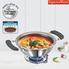 SignoraWare Artista Stainless Steel Cookware Mini Kadhai | Ideal for Pakoras, SautÃ©ed vegetables, Aloo fry or Small Portions Of Fritters | Best for Frying & Roasting Spices |Great for Melting & Mixing