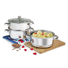 Signoraware All rounder Stainless Steel 3 Tier Steamer 20cm | Induction & Gas Stove Compatible | Durable & Rust Resistant | Multi-Purpose Cookware for Steaming Idlis, Momos, Vegetables & More  (Steel)