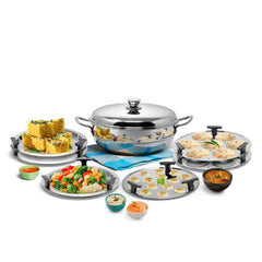 Signoraware All Rounder Tri Ply Stainless Steel Multi Kadhai With Sandwich Bottom | Induction & Gas Stoves Compatible | Even heat | Ideal for Frying, Curries & Everyday Cooking  ( 5 Ltr | Steel )