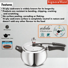 SignoraWare Artista Tri-Ply Stainless Steel Shallow Tasla Set | Faster Cooking | Induction Friendly Cookware | Ideal For Boiling, Frying, Serving & Mixing ( 1.6Ltr + 2.1Ltr + 2.5Ltr | Setof3 | Steel )