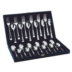 SignoraWare PARKER Stainless Steel Cutlery Set | High-Grade Stainless Steel Spoons & Forks | Durable & Rust-Resistant | Gifting Set for Dining | Ideal for Serving  ( Set of 24.Pcs | Steel )