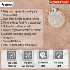 SignoraWare BUDGET Stainless Steel Cutlery Set | High-Grade Stainless Steel Spoons & Forks | Durable & Rust-Resistant | Gifting Set for Dining  | Ideal for Serving  ( Set of 24.pcs | Steel )