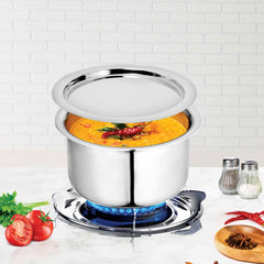 Signoraware Artista Tri Ply Stainless Steel Tope | Induction & Gas Stove Compatible | Durable | Even Heat Distribution | Ideal for Boiling Milk, Cooking Curries, Rice & More ( 2.75Ltr | Steel )